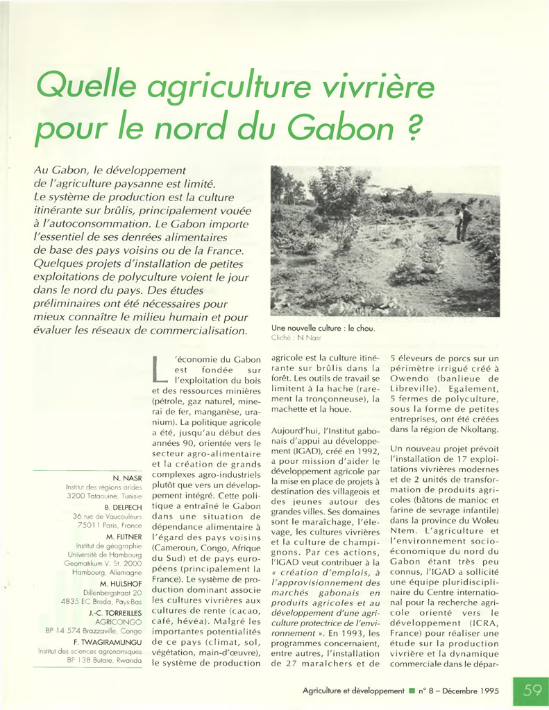 Quelle agriculture vivrière pour le nord du Gabon ?