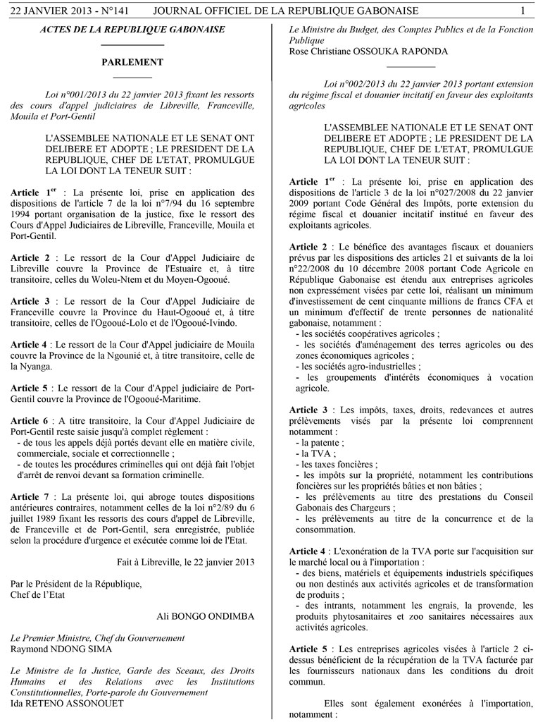 Code Agricole en République Gabonaise 2013
