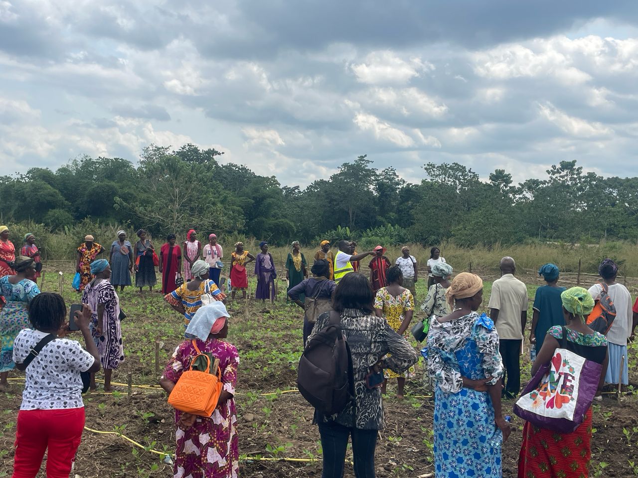 Large mobilisation des productrices et producteurs lors d'une démonstration au champ dans la Nyanga